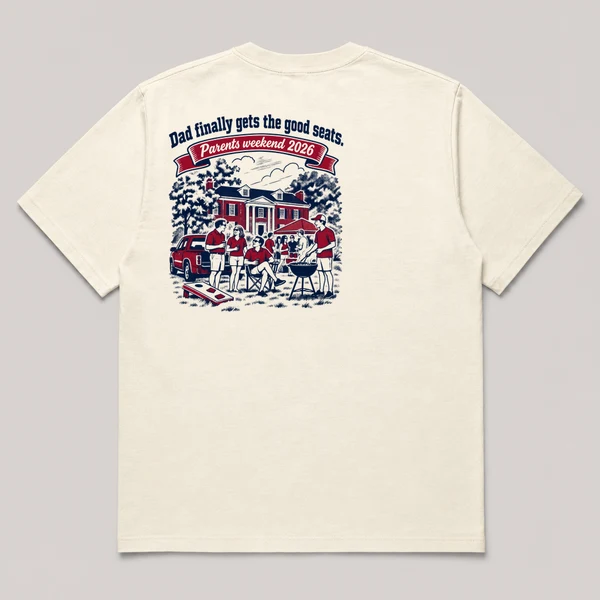 Dad weekend pocket tee on a ivory Pocket Tee, back view