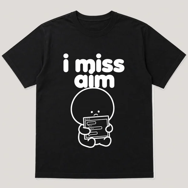 i miss aim on a black tee, front view