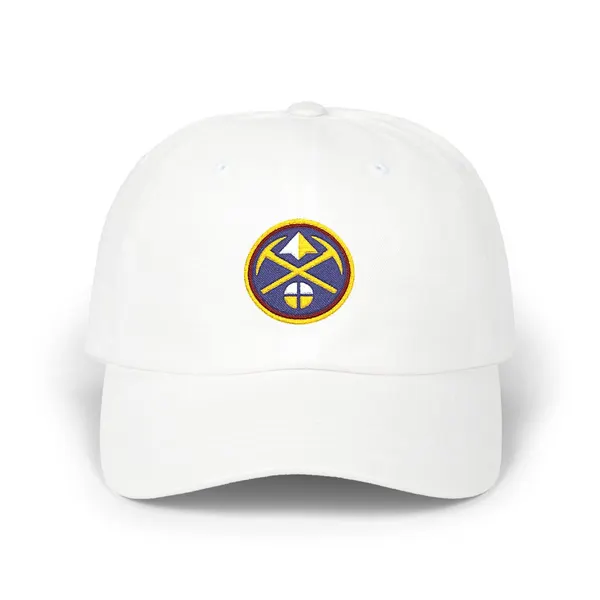 Abstract geometric shapes in navy, gold, and maroon on a white background.