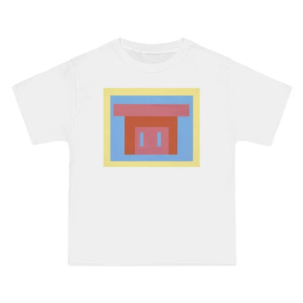 only color plate 013: Concentric squares in pale blue, pink, tan on yellow field
