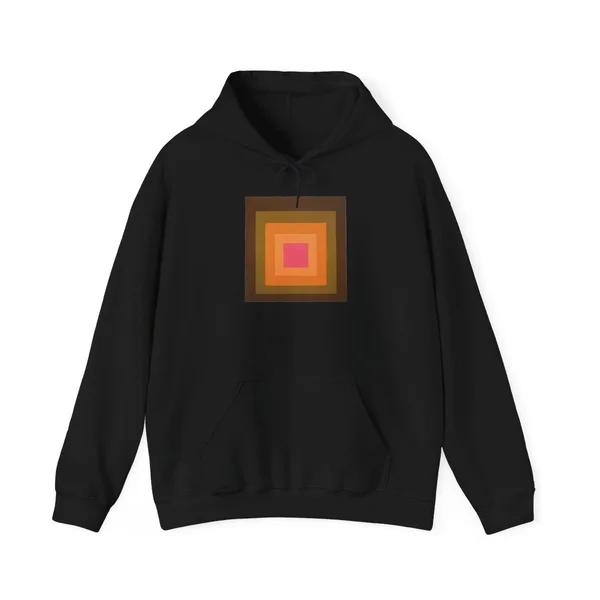 plate 018 on a black hoodie, front view
