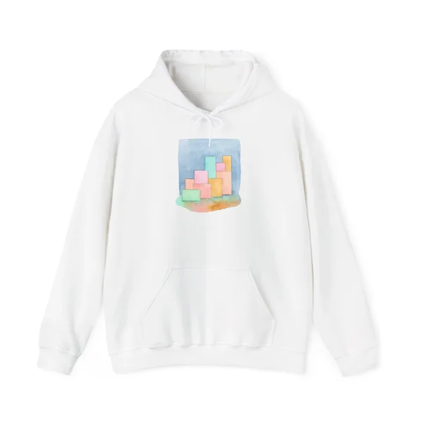 plate 065 on a white hoodie, front view