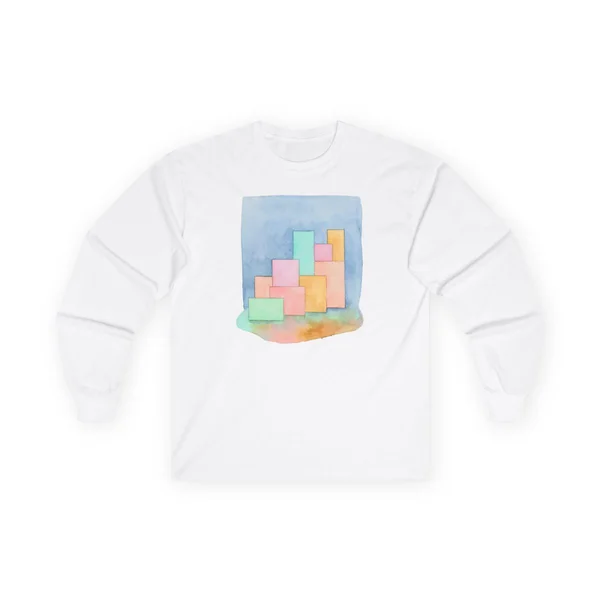 plate 065 on a white long sleeve tee, front view