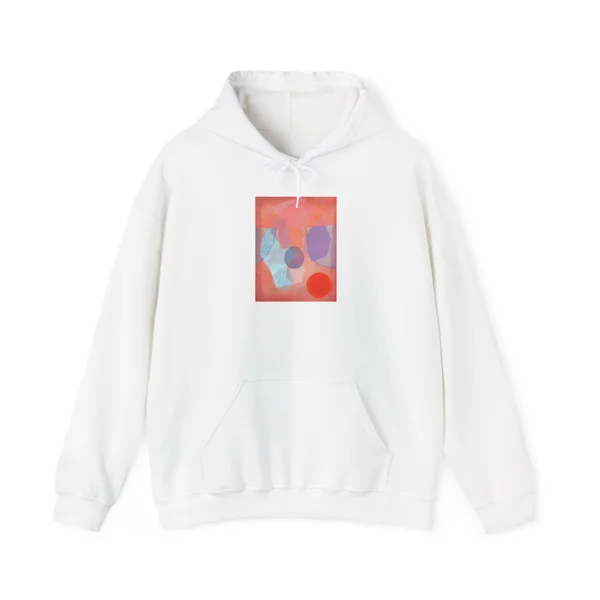 plate 067 on a white hoodie, front view