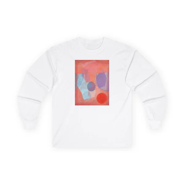 plate 067 on a white long sleeve tee, front view