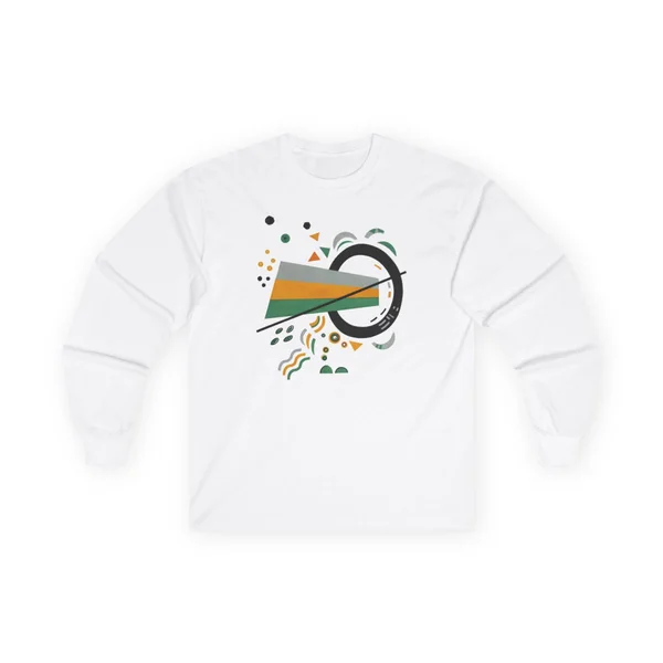 plate 070 on a white long sleeve tee, front view