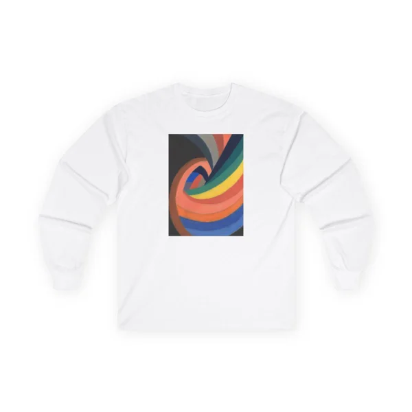 plate 081 on a white long sleeve tee, front view