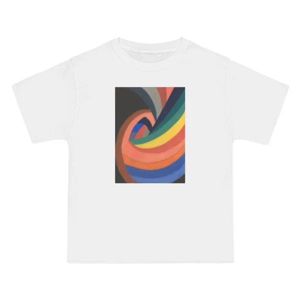 only color plate 081: orange, teal, blue curved bands on gray