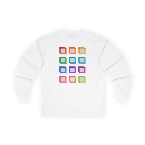 plate 089 on a white long sleeve tee, front view