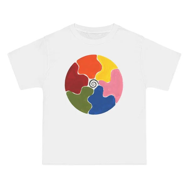 only color plate 091: red, yellow, pink, blue organic blobs on yellow