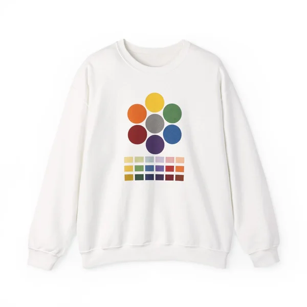 plate 118 on a white crewneck, front view