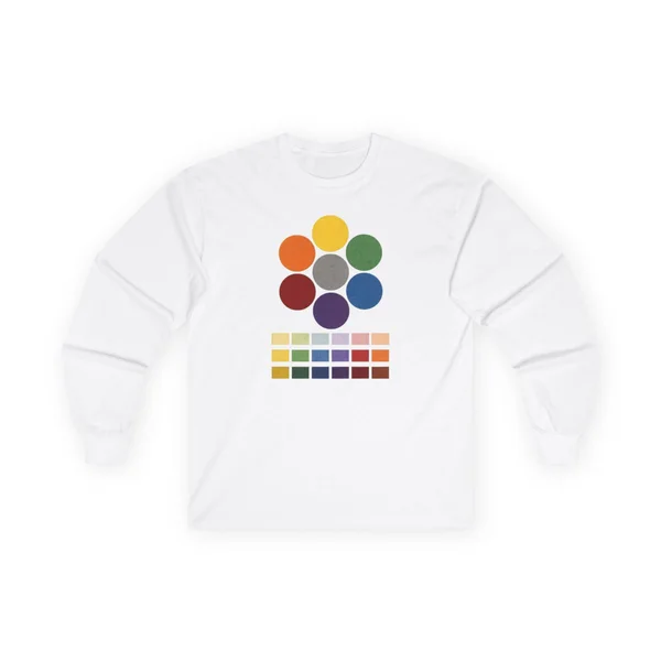 plate 118 on a white long sleeve tee, front view