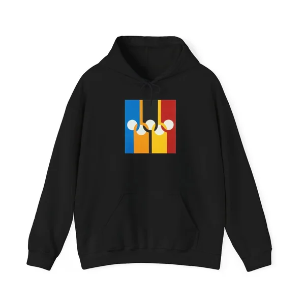plate 120 on a black hoodie, front view