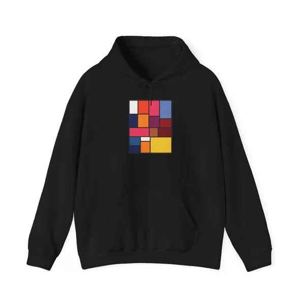 plate 124 on a black hoodie, front view