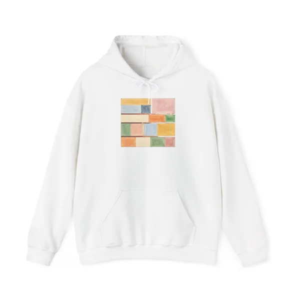 plate 130 on a white hoodie, front view