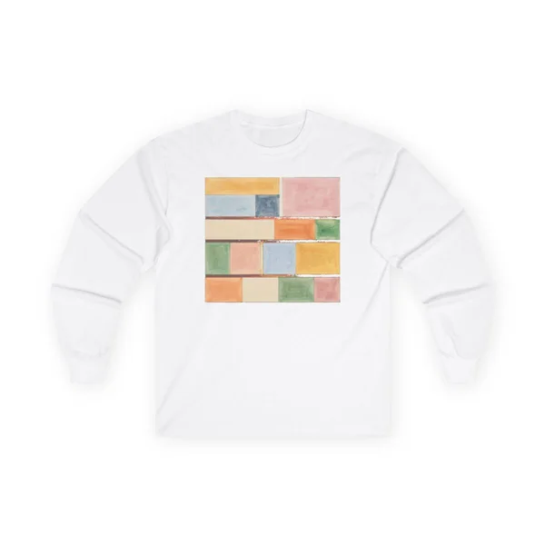 plate 130 on a white long sleeve tee, front view