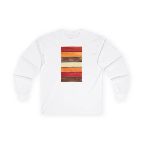 plate 133 on a white long sleeve tee, front view