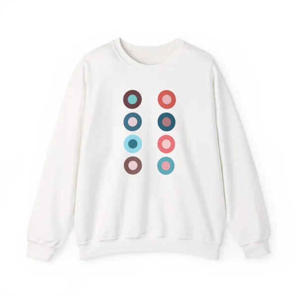 plate 138 on a white crewneck, front view