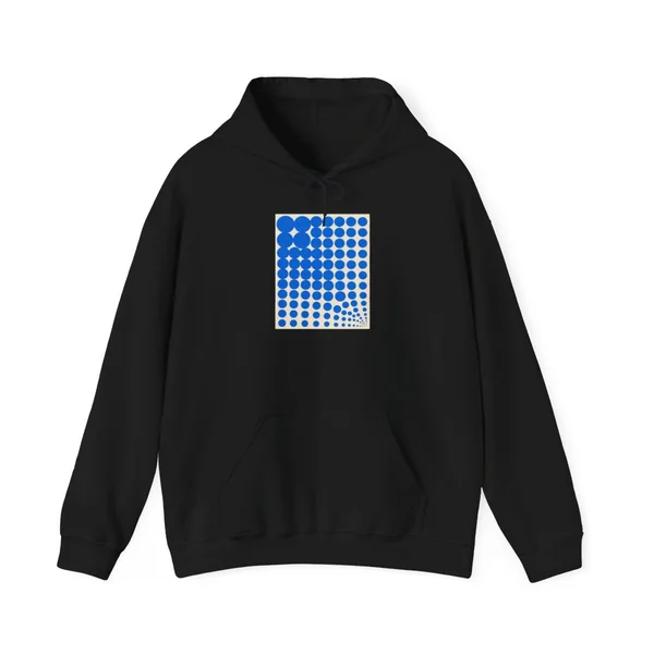 plate 150 on a black hoodie, front view