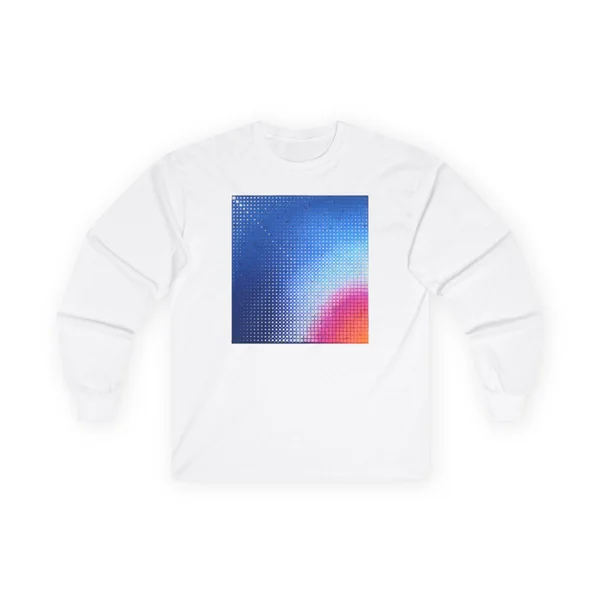 plate 154 on a white long sleeve tee, front view