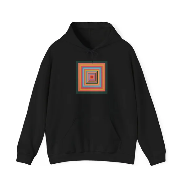 plate 155 on a black hoodie, front view
