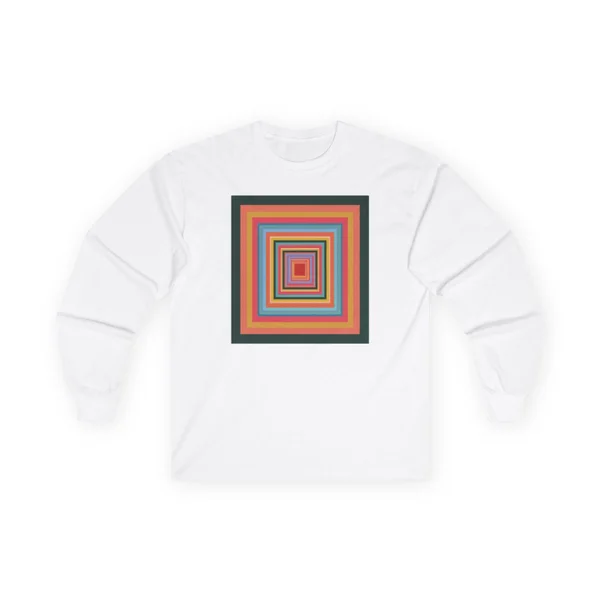 plate 155 on a white long sleeve tee, front view