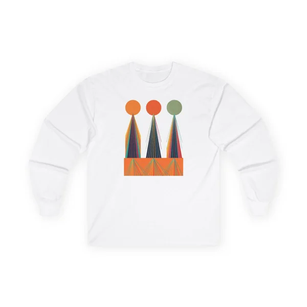 plate 179 on a white long sleeve tee, front view