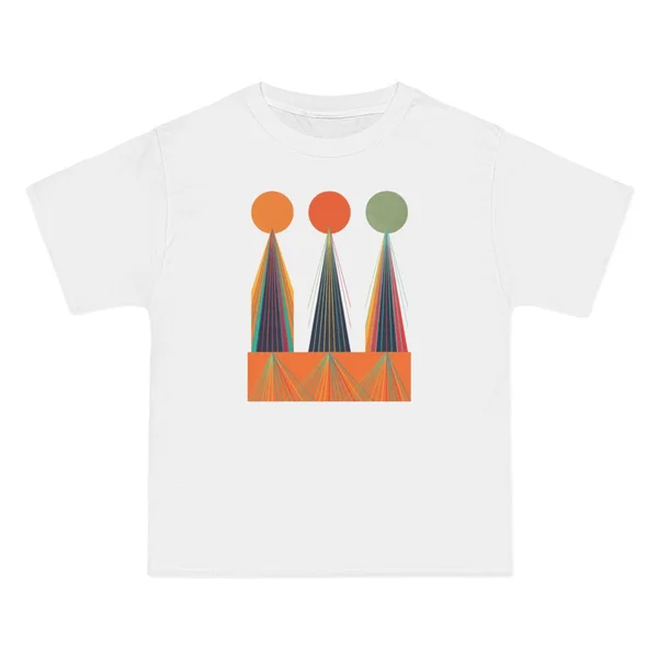 only color plate 179: Orange, blue, and green striped triangular towers