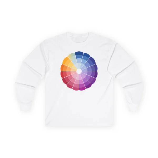 plate 185 on a white long sleeve tee, front view