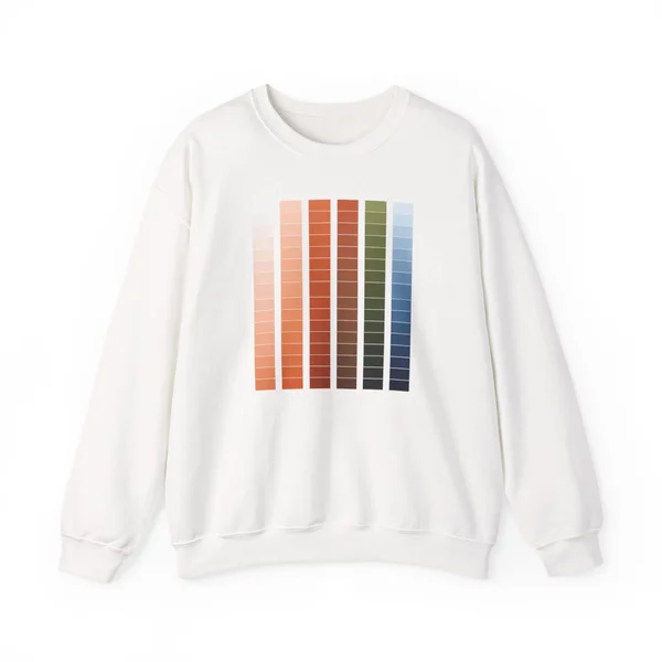 plate 203 on a white crewneck, front view