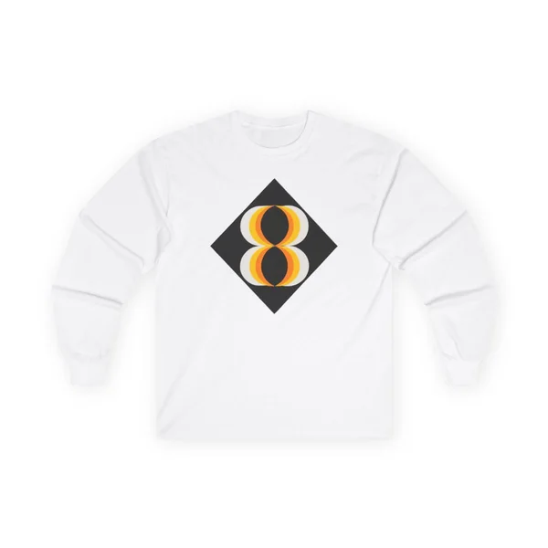 plate 207 on a white long sleeve tee, front view