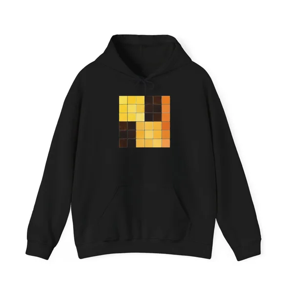 plate 214 on a black hoodie, front view