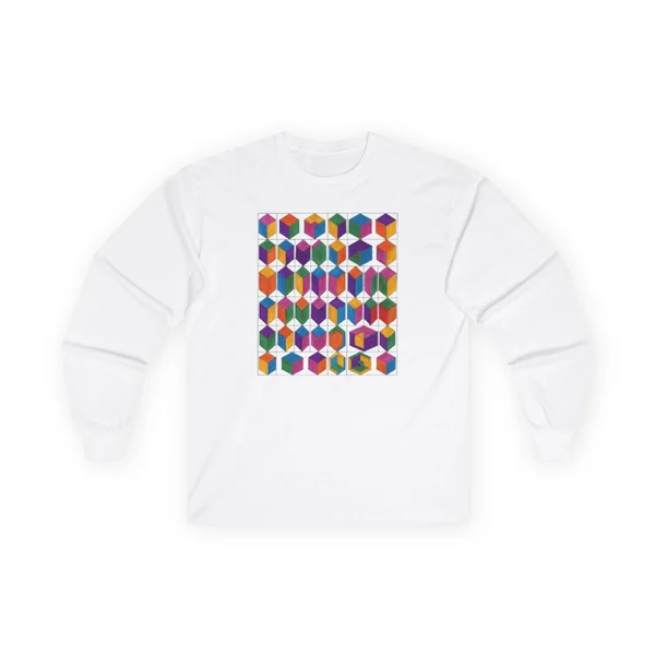 plate 217 on a white long sleeve tee, front view