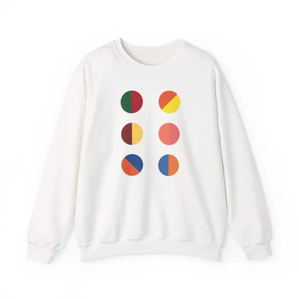 plate 225 on a white crewneck, front view