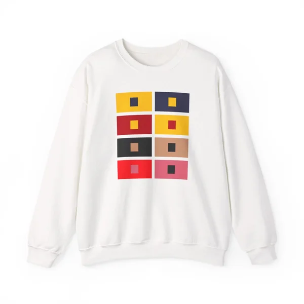 plate 259 on a white crewneck, front view