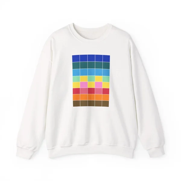 plate 268 on a white crewneck, front view
