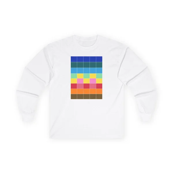 plate 268 on a white long sleeve tee, front view