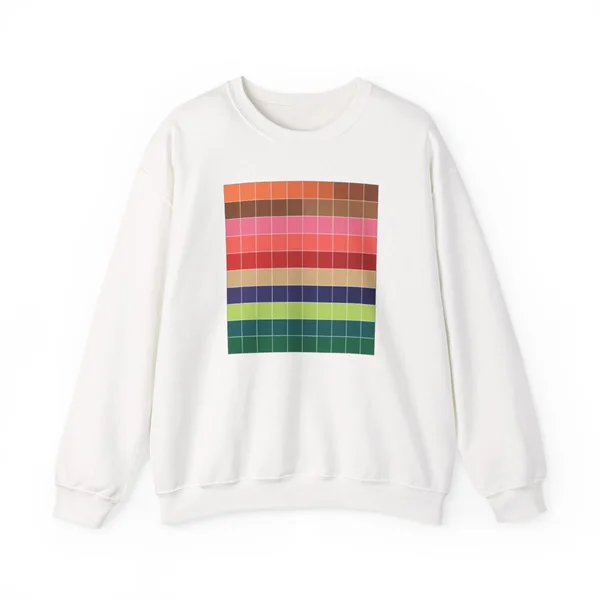 plate 275 on a white crewneck, front view