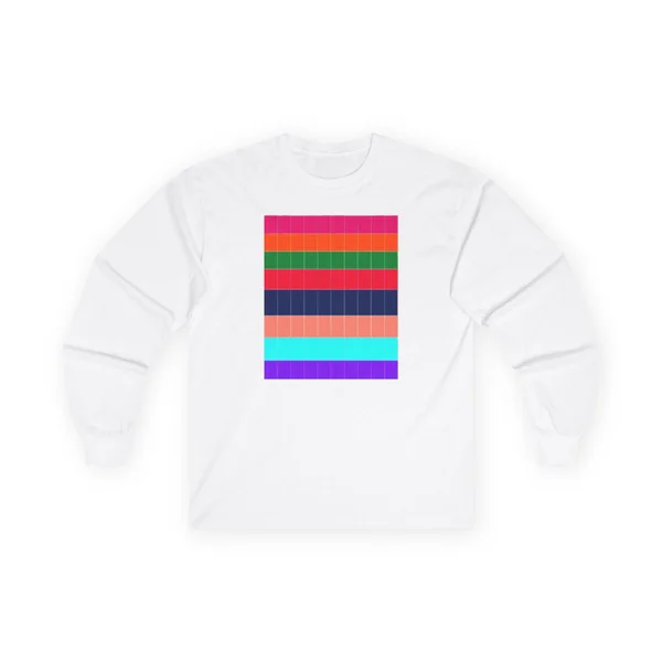 plate 276 on a white long sleeve tee, front view