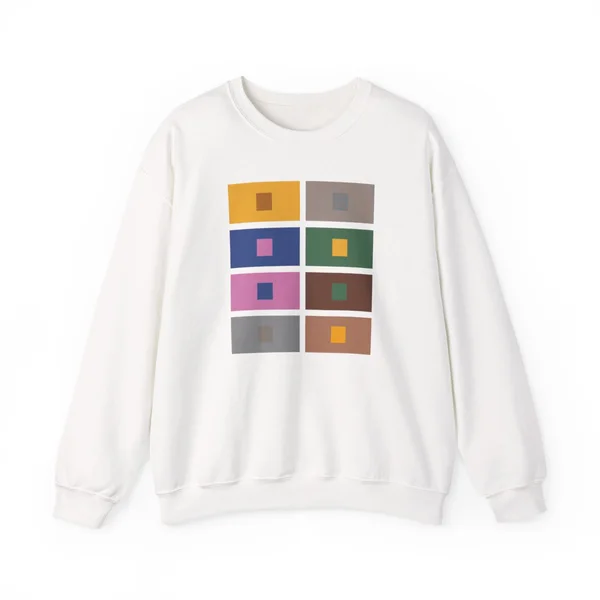 plate 280 on a white crewneck, front view