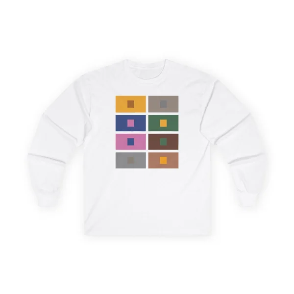plate 280 on a white long sleeve tee, front view
