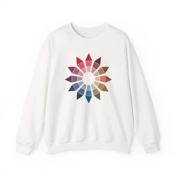 plate 287 on a white crewneck, front view