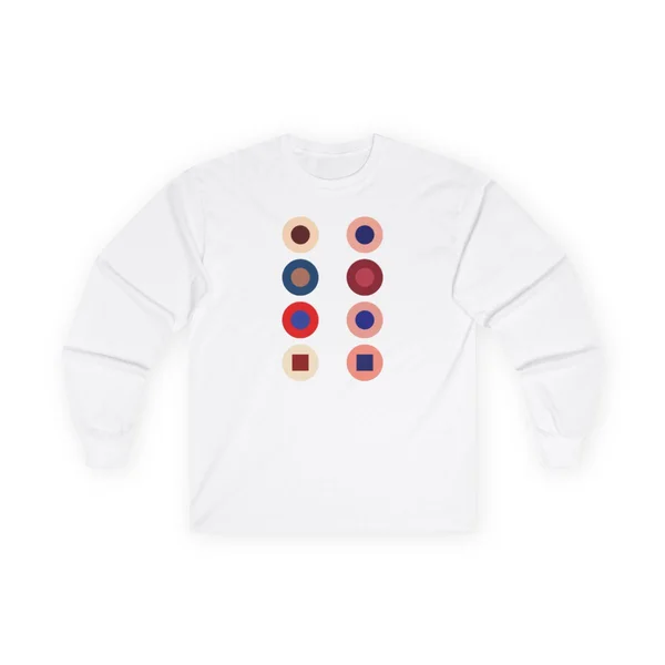 plate 310 on a white long sleeve tee, front view