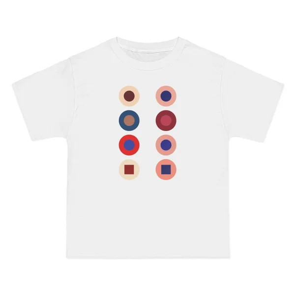 only color plate 310: Concentric circles in cream, blue, red, coral on black