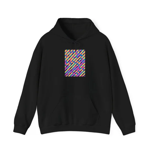 plate 347 on a black hoodie, front view