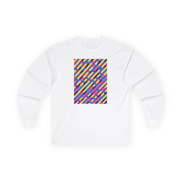 plate 347 on a white long sleeve tee, front view