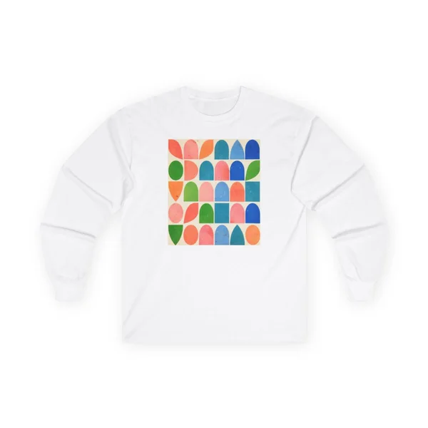 plate 409 on a white long sleeve tee, front view