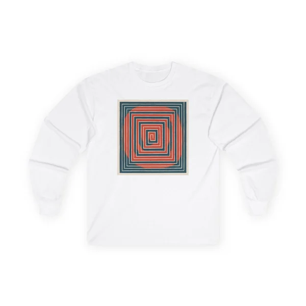 plate 411 on a white long sleeve tee, front view