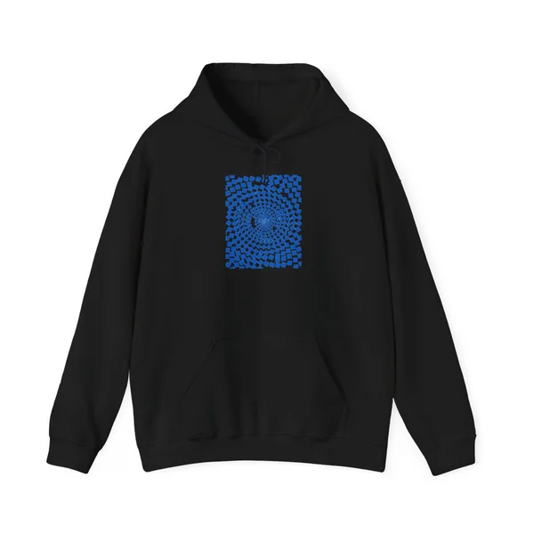 plate 430 on a black hoodie, front view