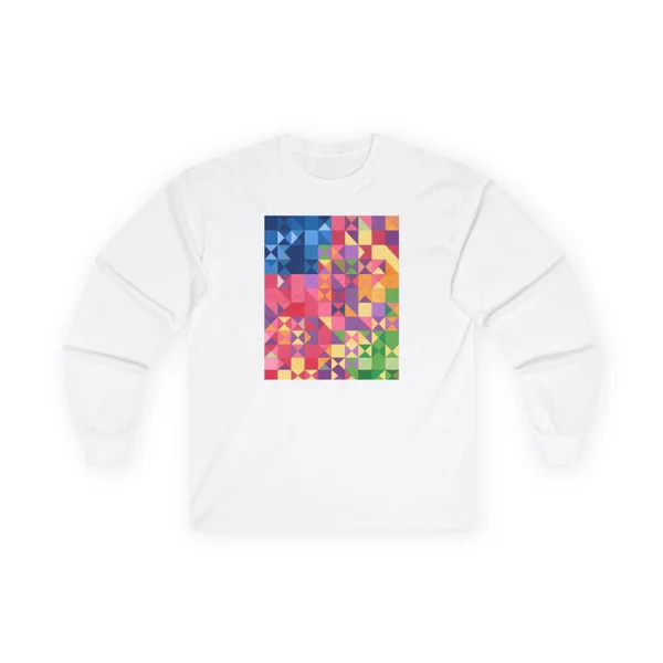 plate 456 on a white long sleeve tee, front view